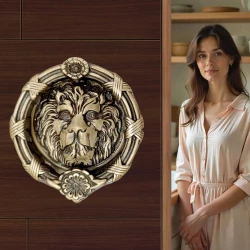 6" Lion Head Door Knocker | Lion Face Door Knocker | Round Lion Face Door Knocker | Antique Finish Lion Face Door Knocker