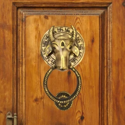 7" Nandi Brass Door Knocker DK-002  | Shiva Bull Door Knocker | Brass Bull Knocker | Brass Antique Nandi Door Knocker