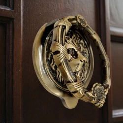 8" Royal Lion Brass Door Knocker DK-010 | Antique Finish Lion Face Door Knocker