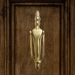 7" Sleek Brass Door Knocker DK-022 | Modern Brass Door Knocker | Slimline Brass Door Knocker | Ring Brass Door Knocker
