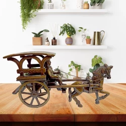 Brass Horse Cart - 06 | Brass Golden Gleam | Cheery Chariot | Brass Art | Home Decor |