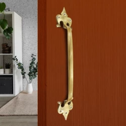 12" 2 Piece Brass Trishul Pull Handle PH-005 | Brass Antique Pull Handle | Door Pull Handle | Brass Heavy Duty Door Handle