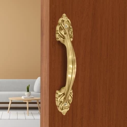 8" 2 Piece Brass Pull Handle PH-007 | Brass Antique Pull Handle | Door Pull Handle | Brass Heavy Duty Door Handle