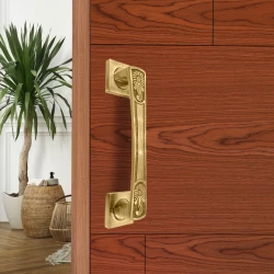 8" 2 Piece Brass Pull Handle PH-011 | Brass Antique Pull Handle | Door Pull Handle | Brass Heavy Duty Door Handle