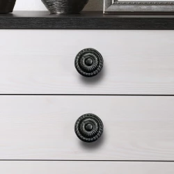 24mm Cast Iron Knobs CIK-006 | Cast Iron knob Z- Black Powder Coating Finish | Iron Cabnite Knobs| Iron Drawer Knobs |