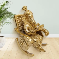 Brass Chair Ganesha Idol BCG-004|  Gold Finish | Ganpati Idol | Brass Lord Ganesha | Ganpati for Pooja | Bhagawan Ganesha | Ganesh Idol for Home | Ganesh Chaturthi Worship Items (ACBCG004)