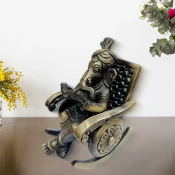 Brass Chair Ganesha Idol BCG-002 |  Antique Finish  | Copper Antique Ganesh | Ganpati Idol | Brass Lord Ganesha | Ganpati for Pooja | Bhagawan Ganesha | Ganesh Idol for Home | Ganesh Chaturthi Decoration Items (ACBCG002)