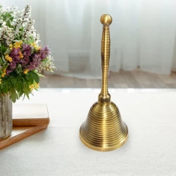 Brass Hand Bell BBL-003 | Brass Pooja Articles Worship god Idol for poojan in Your Home Office or Temple Traditional Indian pooja and Gift Items Hand-Bell