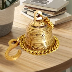 Brass Hanging Bell BHB-001 | Pooja Hanging Bell | Brass Pooja Bell for Temple | Ghanti Mandir | Made of Top Brass Antique