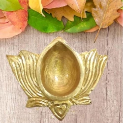 2" 2 piece Brass Diya BDY009 | Brass Finish Kamal Deepak | Kamal Deepak Puja Diya | Diwali Diya Brass Finish Medium 2 inches Gold 232gm