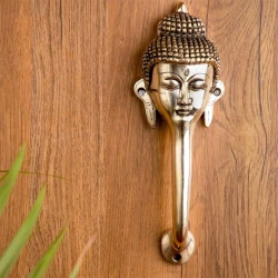 Buddha Face Brass Door Handle, Handle for Main Door, Door Handles for Home & Office, Antique Brown, Standard, Pack of 1