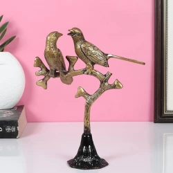 ADVANZO Brass Love Birds on Tree Showpiece – 9 Inch, 1.5 Kg | Elegant Home Decor Accent for Living Room & Gifting Figurines for Home Decor Artifacts, Standard, Multicolour, 1 Piece